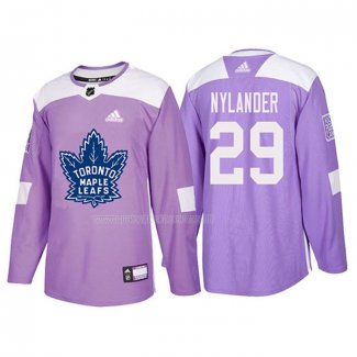 Maglia Hockey Toronto Maple Leafs William Nylander 2018 Fights Cancer Viola