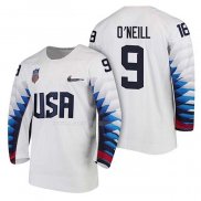 Maglia Hockey USA Brian O'neill 2018 Olympic Bianco