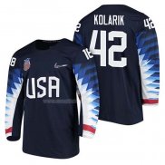 Maglia Hockey USA Chad Kolarik 2018 Olympic Blu