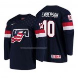 Maglia Hockey USA Ty Emberson 2018 Iihf World Championship Giocatore Blu