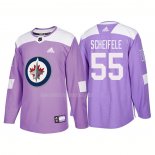 Maglia Hockey Winnipeg Jets Mark Scheifele Autentico 2018 Fights Cancer Viola